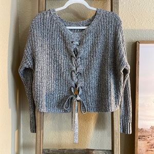 Thick gray knit sweater